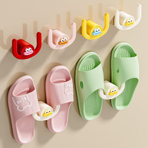 Bathroom Suction Cup Slipper Rack No <b>Drilling</b> Required Durable Oval Shape Storage For Shoes And Slides - Product Image 1