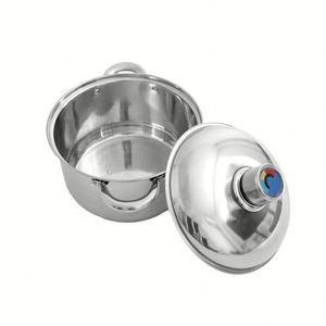 Vente en gros d'usine de <span class=keywords><strong>wok</strong></span> et casseroles en acier inoxydable antiadhésifs de haute qualité Batterie de cuisine avec couvercle de casserole sensible à la chaleur - Product Image 4