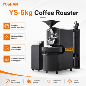 Torréfacteur de café professionnel 6 kg à chauffage au gaz, vente directe usine, contrôle intelligent, torréfacteur de grains de café à air chaud et à flamme directe - Product Image 1