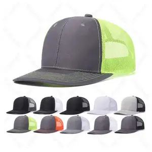 6 Panel Richardson Style 112 Blank Snapback Plain Schwarz Trucker Hüte Gorras Mesh Trucker Caps