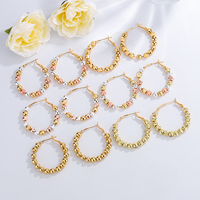 Últimos Pendientes de Aro Grandes Chapados en Oro de 18k Estilo Vintage, Joyería de 18k con Diamantes y Perlas, Material de Latón, Pendientes de Aro Modernos