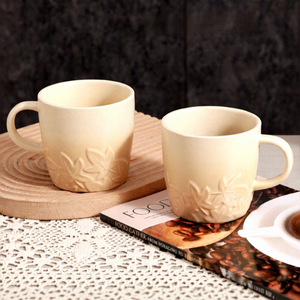 Cross-border Handmade High-value Custom Embossed Porcelain Mugs Home Use Large-capacity High Temperature Resistant Microwave - Product Image 3