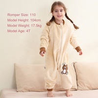 Combinaison bébé Michley en flanelle 280 GSM de haute qualité, pyjama d'hiver douillet avec fermeture éclair bidirectionnelle, écologique, motif animal