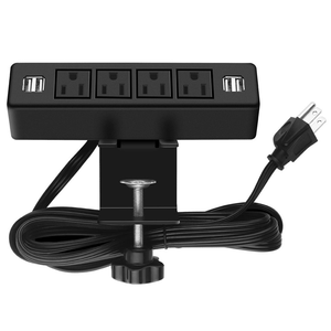 Enchufe de Escritorio con 4 Tomas de Corriente, Protector de Sobretensión de Montaje en Escritorio, Carga Rápida para Hogar y Oficina, Tira de Alimentación con Abrazadera para Escritorio - Product Image 1