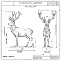 Sculpture de cerf en bronze et laiton, grande sculpture moderne en métal pour hôtel, jardin, extérieur, usage commercial