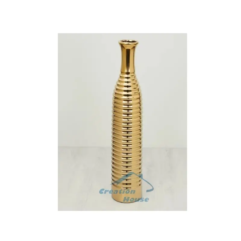 Metal Golden Bottle Shape Flower Vase