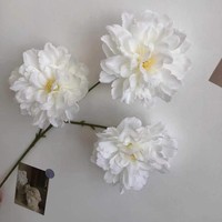 3 pivoines d'hibiscus pour décoration de mariage et de maison, fleurs artificielles en plastique et en soie, fleurs de pivoine simulées