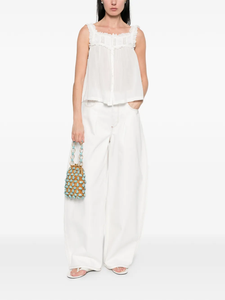 เสื้อสายเดี่ยวสไตล์ฝรั่งเศสวินเทจสำหรับฤดูร้อน แบรนด์ LEDUO ตกแต่งด้วยลูกไม้และระบาย เหมาะสำหรับใส่ลำลองสำหรับผู้หญิง - Product Image 2