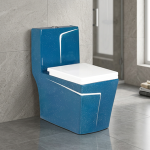 WC monobloc en céramique décorative pour la maison, à chasse d'eau, avec abattant à fermeture douce, à poser au sol, de type occidental - Product Image 2