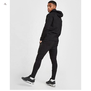 Vêtements de jogging de gymnastique d'hiver pour hommes, survêtements en molleton anti-rétrécissement à fermeture éclair et à capuche, conception d'impression numérique solide - Product Image 2