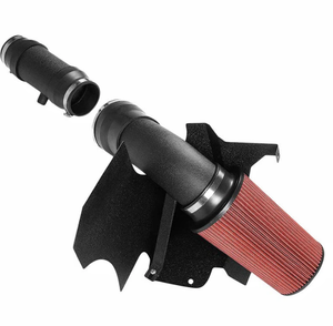 ชุดตัวกรองไอดีของเครื่องยนต์เทอร์โบป้องกันความเย็นสำหรับรถฟอร์ดสำหรับ99-04สุดยอด6.8 <span class=keywords><strong>V10</strong></span>ริ้วรอยท่ออลูมิเนียมสีดำ + ป้องกันความร้อน - Product Image 1