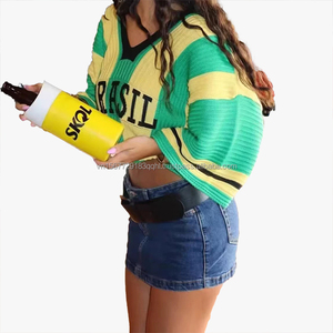 Nuevo Suéter Deportivo de Punto Holgado con Letras Estampadas, Estilo Jersey, Cuello Redondo, 100% Algodón, Personalizable, Venta al Por Mayor 2026 - Product Image 2