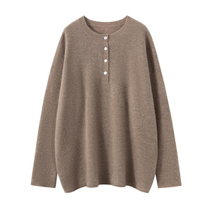 <span class=keywords><strong>Pull</strong></span> en <span class=keywords><strong>cachemire</strong></span> et laine mélangée pour <span class=keywords><strong>femme</strong></span>, coupe ample, avec boutons aux épaules, fabrication sur mesure - Product Image 1