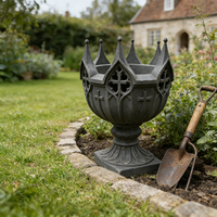 Pot de fleurs personnalisable en polyrésine, motif couronne gothique et statue nautique, style Château français, pour décoration de maison de vacances, fait main, pour dropshipping