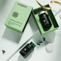 Bouteilles de médecine en verre dépoli vert de 150ml sur mesure Bouteilles de capsule de vitamine de supplément de soins de santé Pot à pilules avec boîte-cadeau d'emballage