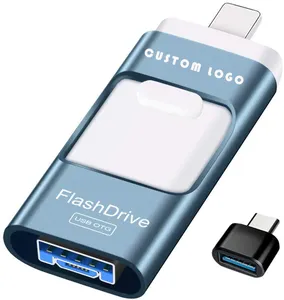 Logo personnalisé Lecteurs Flash USB 128 GO 3 en 1 OTG usb 3.0 lecteur flash bâton pour Téléphone Compatible/iOS/iPad/Android et PC