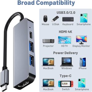 Station d'accueil SYONG 100W PD 4-en-1 avec hub <span class=keywords><strong>USB</strong></span> <span class=keywords><strong>C</strong></span> pour adaptateur <span class=keywords><strong>HDMI</strong></span> femelle, dongle <span class=keywords><strong>USB</strong></span> 3.0/2.0, compatible multiport 4K 30Hz - Product Image 6