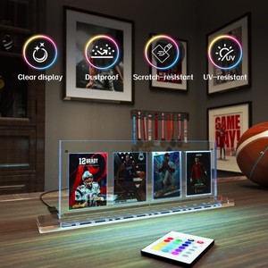 स्पोर्ट्स कार्ड डिस्प्ले के लिए एलईडी लाइट बेस के साथ अनुकूलित आधुनिक ऐक्रेलिक 4-स्लॉट चुंबकीय कार्ड धारक - Product Image 2