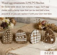 Lot de 4 décorations de Pâques en bois en forme d'œuf, directement de l'usine, pour tables de salon et cheminées
