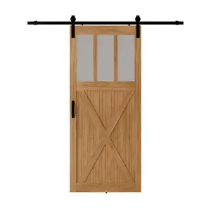 6.6 Feet Rail Hanging Single Slide Kit Sliding Soundproof Interior Wrought Iron Sliding Door Hardware Barn Door Hardware