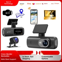 Caméra de tableau de bord 4K IPS à double objectif, vision nocturne, Wi-Fi, GPS, enregistrement avant et arrière, angle de 170 degrés, OLIVER, compatible avec les voitures
