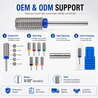 Service OEM direct usine, fraise à ongles 3 en 1 à grand diamètre de 6,6 mm, pour manucure, pédicure et polissage de gel, avec tige de 2,35 mm, pour salon de manucure