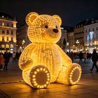 Escultura Comercial Gigante de Oso Polar 3D con Luces LED para Exteriores, Personalizable, de Aleación de Aluminio, Resistente al Frío (-60°C)