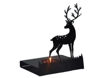 3D Laser Cutting Metal Crafts Deer Candle Holder Metal Candlesticks Holder Home Decoration Metal Candle Holder