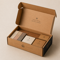 Boîte d'expédition en carton ondulé kraft robuste, écologique et réutilisable, personnalisée pour l'emballage de coffrets cadeaux de café avec insert
