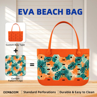 Maßgefertigte Designer EVA Einfarbige Strandtasche Große Aufbewahrungstasche Wasserdichte Tragbare Pooltasche Waschbare Wiederverwendbare Tasche mit Ketten