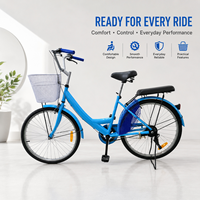 Vélo de ville pour femmes de 24 pouces, confortable pour les trajets quotidiens, avec panier, porte-bagages arrière et siège arrière, vélo de route léger pour femmes
