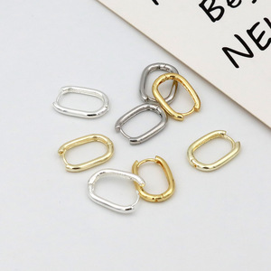 Pendientes de Aro Ovalados de Oro 14K 18K y Plata, Diseño Geométrico, Uso Diario, Joyería Unisex - Product Image 1