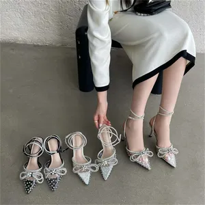 Señaló Rhinestone tacón fino de las mujeres zapatos de verano de 2023 nueva moda coreana 35-39 Sandalias de tacón alto