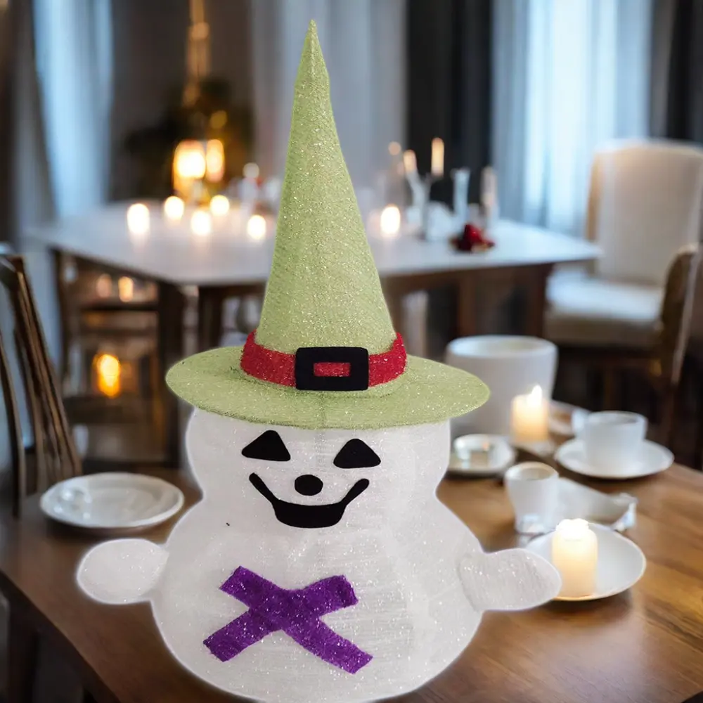 Cappello fantasma bianco telescopico da 24 pollici luci a LED Halloween dimensioni personalizzate decorazione per esterni in tessuto materiale plastico confezione regalo