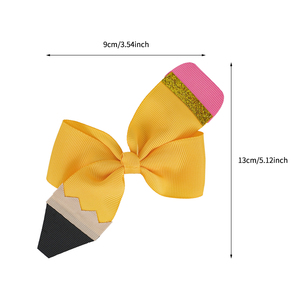 Fermagli per capelli con fiocco <span class=keywords><strong>a</strong></span> matita per il ritorno <span class=keywords><strong>a</strong></span> scuola, accessori per capelli per bambini e neonati, fiocchi da cheerleader per studentesse, festa di benvenuto - Product Image 2