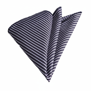 Grey and <b>White</b> Striped Classic Cotton Neckerchief - Product Image 2