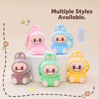 Porte-clés en peluche floquée mignon, petit animal, pendentif de sac, porte-clés en fausse fourrure douce, breloque cadeau