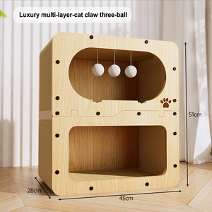 Rumah kucing karton bergelombang Retro, mewah desain bergaya nyaman di musim panas untuk kucing dan anjing - Product Image 3