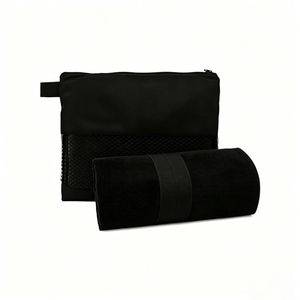 ZENACROSS RTS Microfiber Sports Beach Towel Summer Children 100X200cm Quick Dry Absorbent Compact Solid Black with Carry Bag - Product Image 1