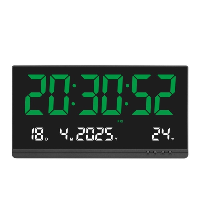 18.9 Inch Large Display LED Digital Wall Clock with Indoor Temperature Date Day Week Electric Calendar Clock Hospital Home Decor