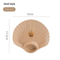 Assiette de service à deux compartiments en forme de coquille en PP, avec coupelle à sauce, pour apéritifs et collations, idéale pour restaurants et usage domestique