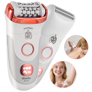 เครื่องกำจัดขน KD-221 สำหรับผู้หญิง กันน้ำ 2-in-1 - มีดโกนไฟฟ้า เครื่องเล็มขนบิกินี่ เครื่องถอนขน - Product Image 4