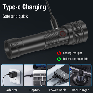 Lumen cao có thể sạc lại chiến thuật đèn pin 350lm Zoomable Hợp kim nhôm <span class=keywords><strong>Torch</strong></span> với Type-C sạc <span class=keywords><strong>300m</strong></span> dài phạm vi không thấm nước - Product Image 5