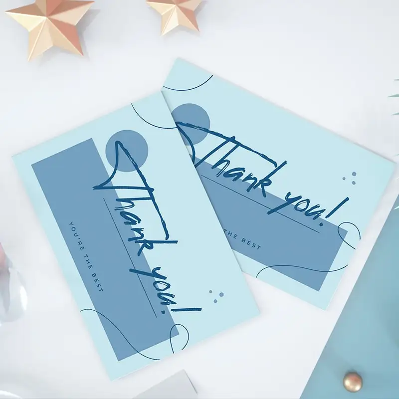 Tarjeta con logotipo personalizable 350GSM, tarjeta de agradecimiento frustrada en oro para pequeñas empresas, tarjeta de regalo