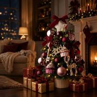 Mini 45cm Stehender Umweltfreundlicher Künstlicher Weihnachtsbaum mit Warmweißen Lichtern Neues Modell Dekoration Tischornament für den Hausgebrauch