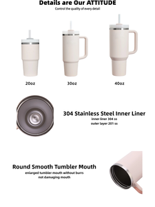 Tazas de café de acero inoxidable reutilizables personalizadas, taza de viaje de café de doble pared, vaso de 30Oz y 40oz con asa - Product Image 5