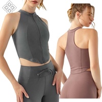 Gilet de yoga à fermeture à glissière avant personnalisé coupe semi-fixe pour femmes