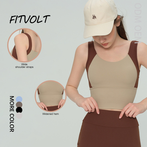 Sujetador Deportivo de Yoga FITVOLT Transpirable con Alta Sujeción, Elástico en Cuatro Direcciones, Absorbente de Sudor, con Diseño de Bloques de Color para Mujer - Product Image 1