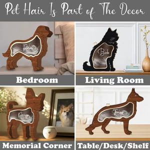 Wooden Dog-Shaped Pet Hair Storage <b>Box</b> Personalized Name Display Standing Decorative <b>Keepsake</b> - Product Image 4