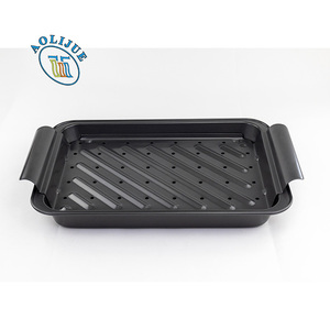 Forno grande piatto profondo vassoio per arrostire la carne due pezzi in acciaio al carbonio utensili da cucina Grill/<span class=keywords><strong>teglia</strong></span> da forno <span class=keywords><strong>teglia</strong></span> antiaderente <span class=keywords><strong>con</strong></span> Set di Rack - Product Image 2